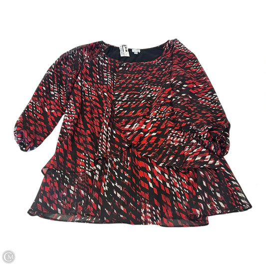 Top Long Sleeve By Dressbarn In Black & Red, Size: 1x