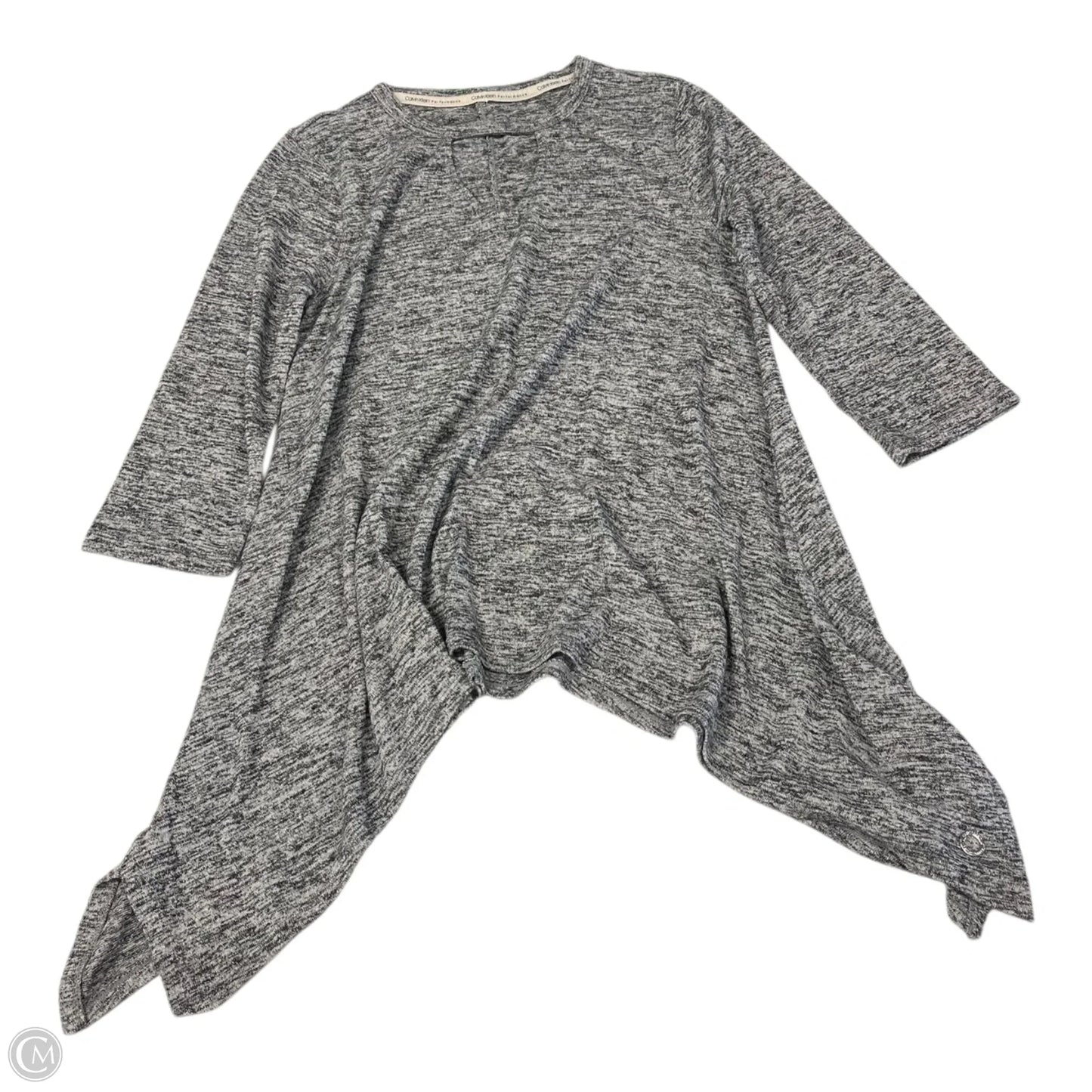 Top Long Sleeve By Calvin Klein In Grey, Size: S