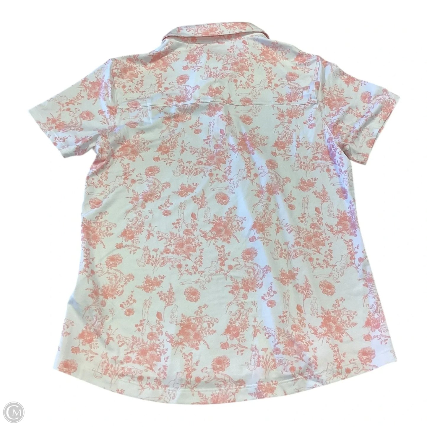 Athletic Top Short Sleeve By Puma In Pink & White, Size: M