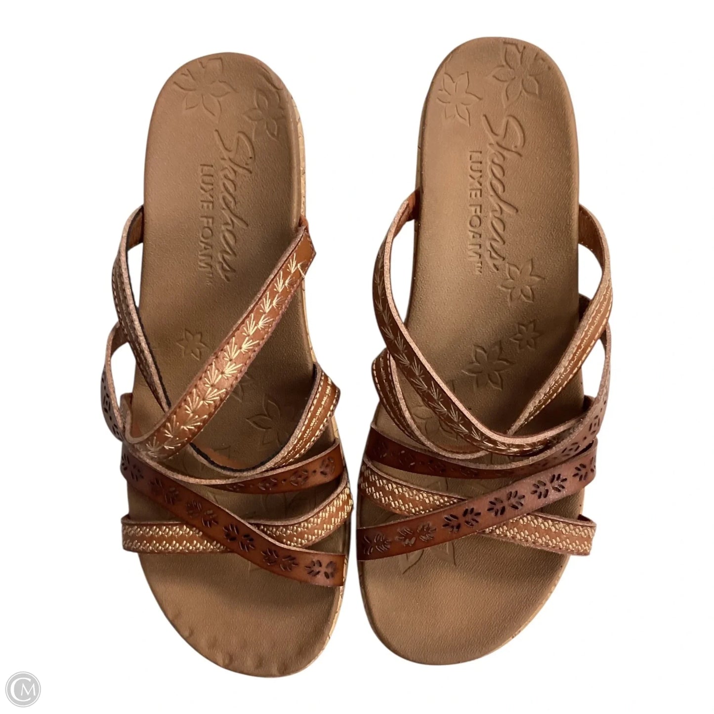Sandals Heels Wedge By Skechers In Brown, Size: 7