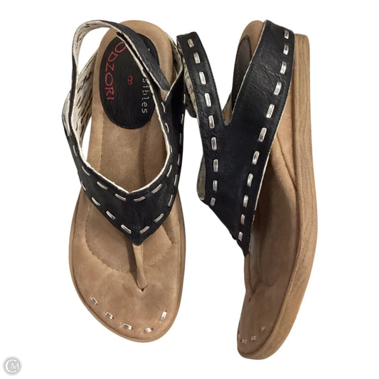 Sandals Heels Wedge By Crocs In Black, Size: 8