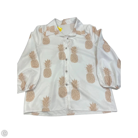 Top Long Sleeve By Clothes Mentor In Tan & White, Size: S