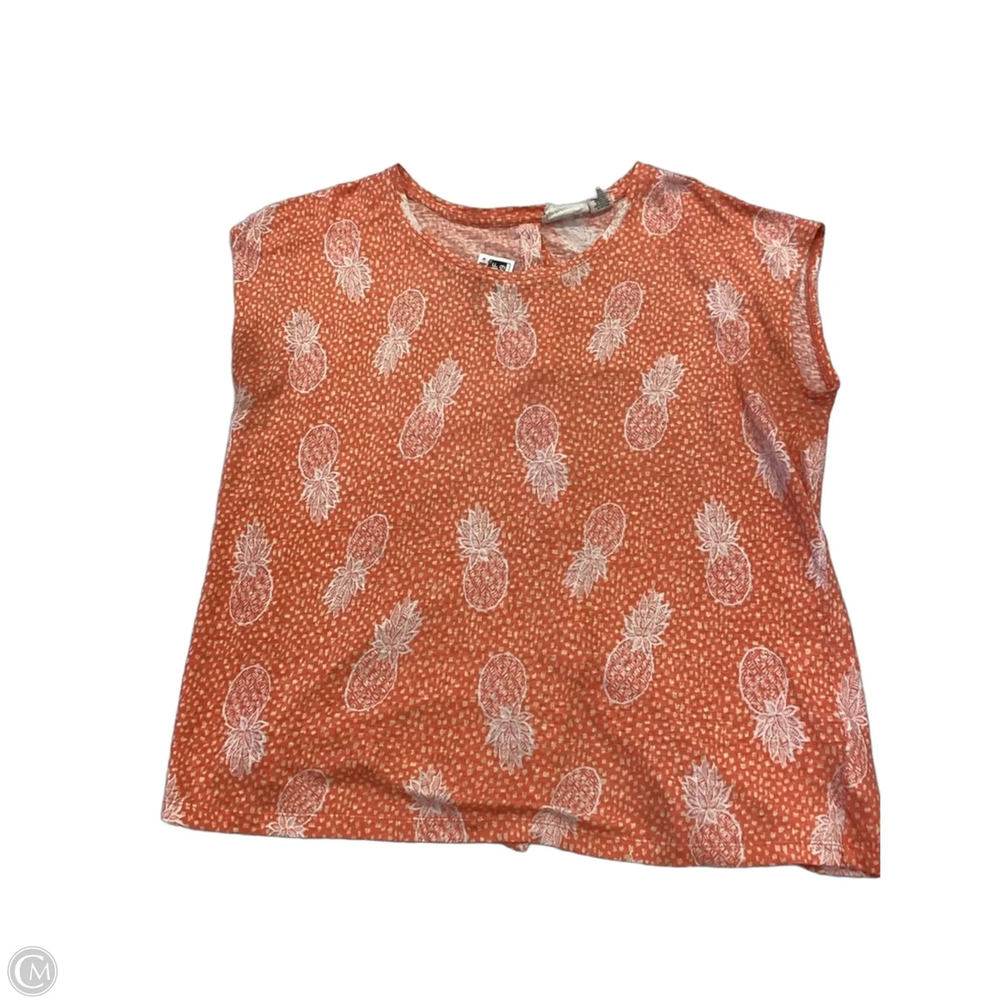 Top Short Sleeve By Christian Siriano In Orange & White, Size: Xl
