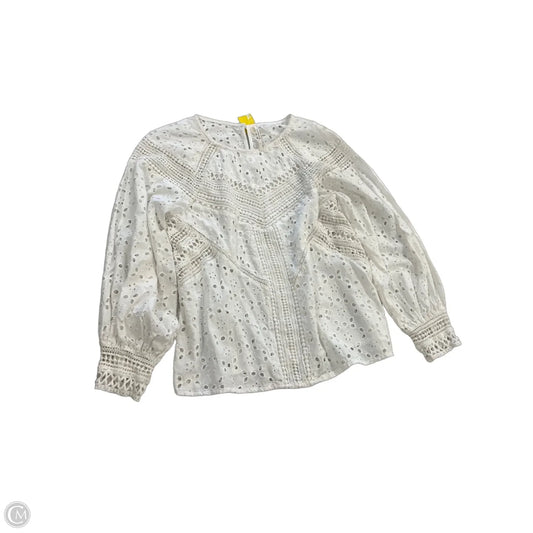 Blouse Long Sleeve By Anthropologie In White, Size: M