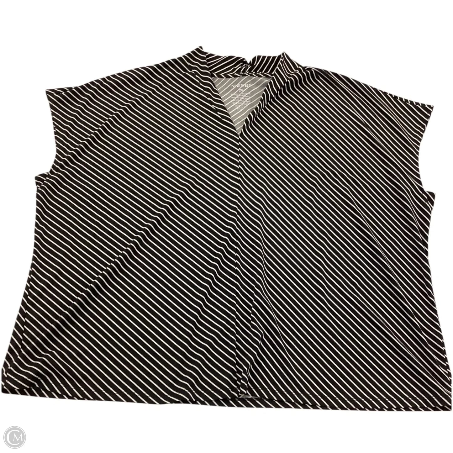 Top Short Sleeve By Nine West In Black & White, Size: 2x
