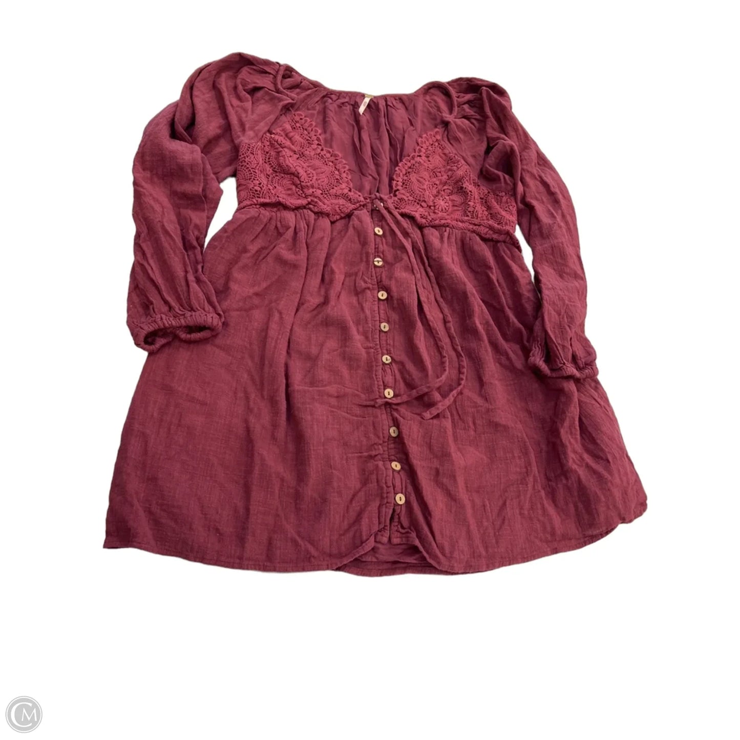 Tunic Long Sleeve By Free People In Maroon, Size: L