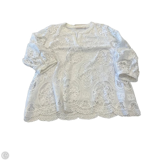 Top 3/4 Sleeve By Soft Surroundings In White, Size: 2x