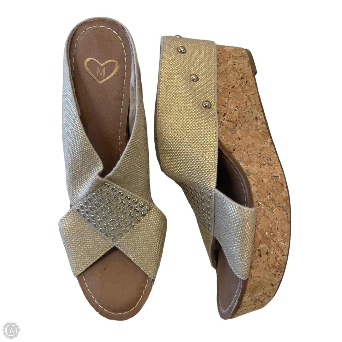 Sandals Heels Wedge By Madeleine In Gold, Size: 9.5