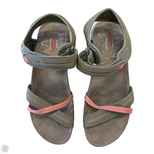 Sandals Flats By Merrell In green, Size: 9