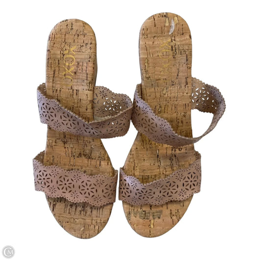Sandals Heels Wedge By Xoxo In Tan, Size: 9