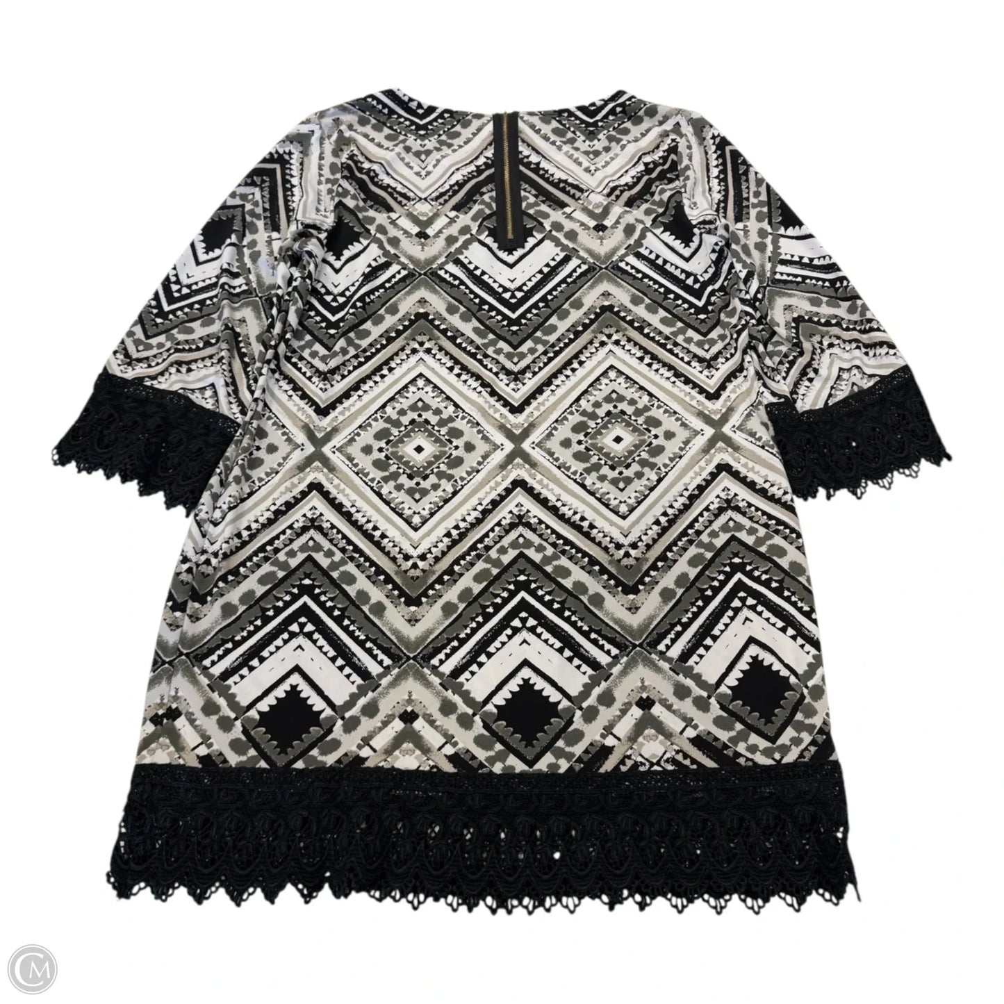 Top 3/4 Sleeve By Alfani In Black & White, Size: Petite  M