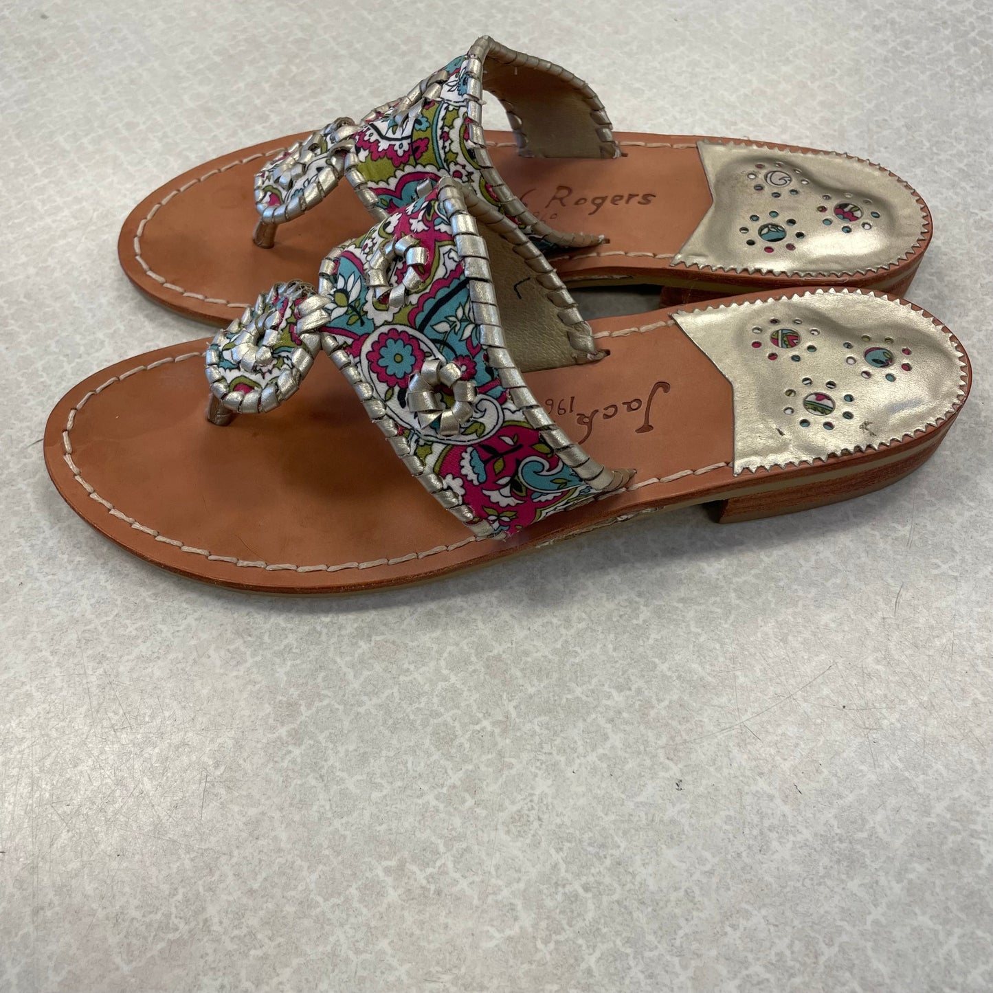 Floral Print Sandals Flats Jack Rogers, Size 7