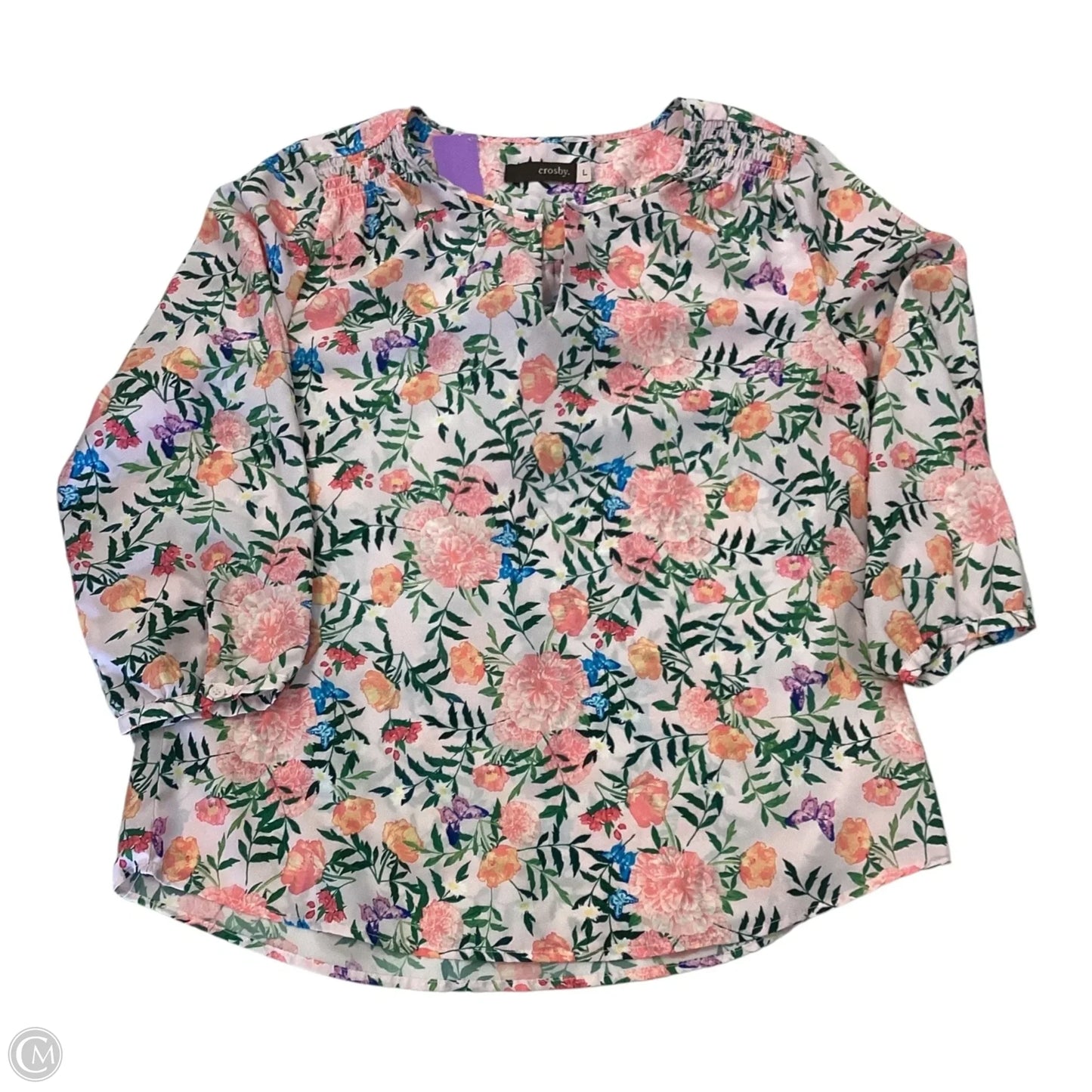 Top 3/4 Sleeve By Crosby In Floral, Size: L