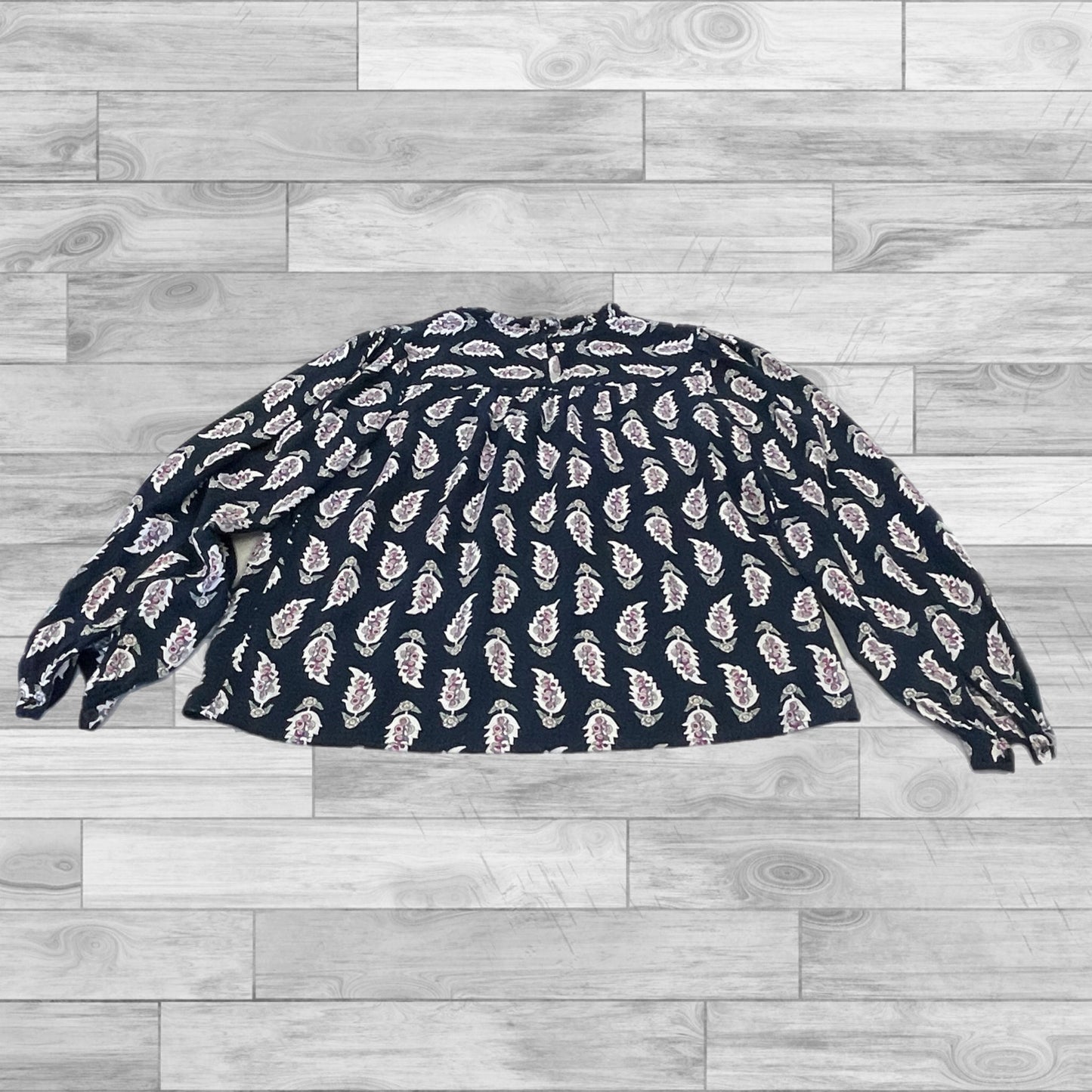 Navy Top Long Sleeve Loft, Size Xs