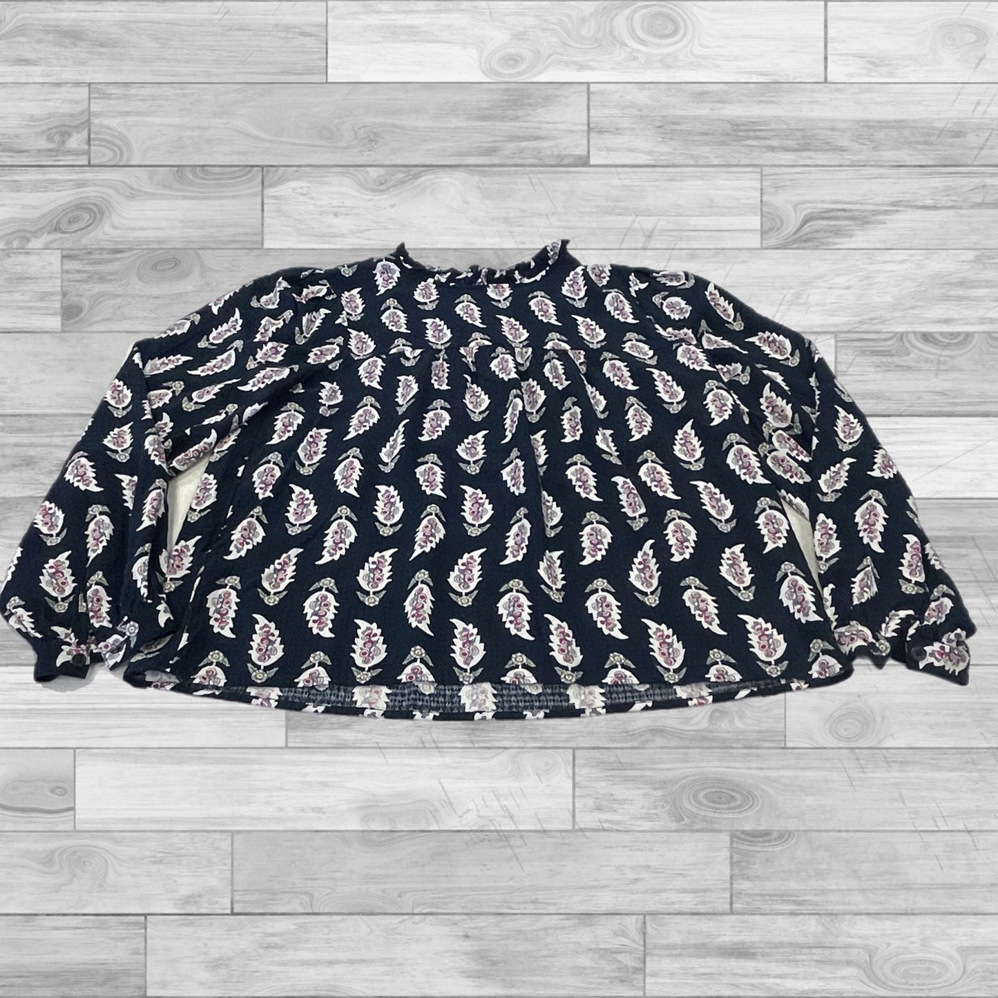 Navy Top Long Sleeve Loft, Size Xs