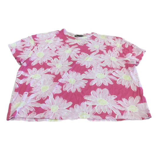 Pink Top Short Sleeve Basic Zara, Size M
