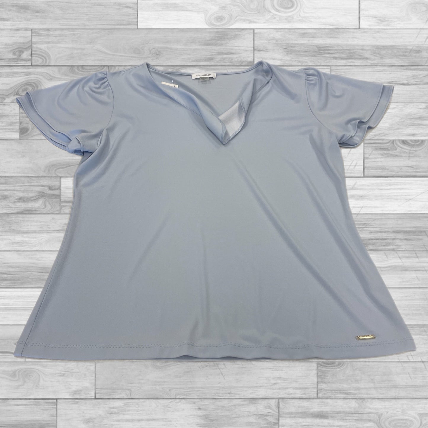 Top Short Sleeve By Calvin Klein In Blue, Size: L