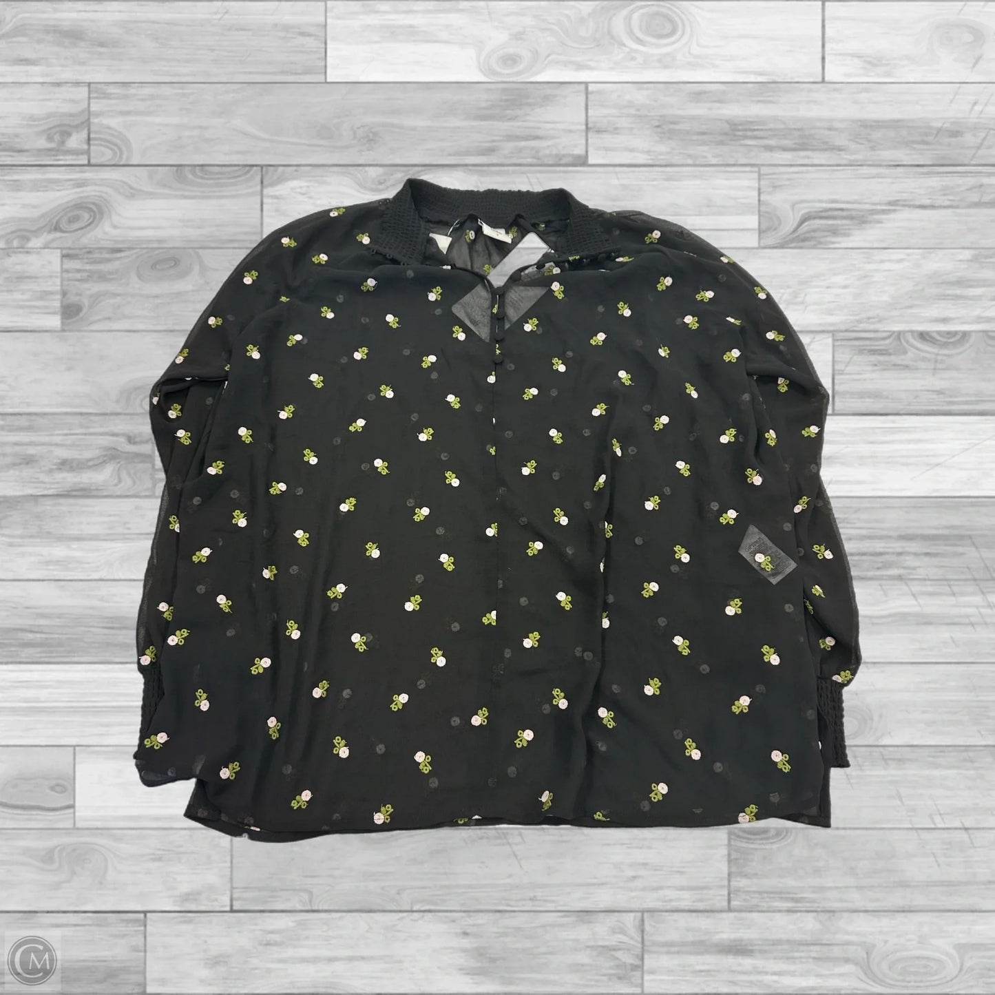 Top Long Sleeve By Cabi In Black & Pink, Size: S