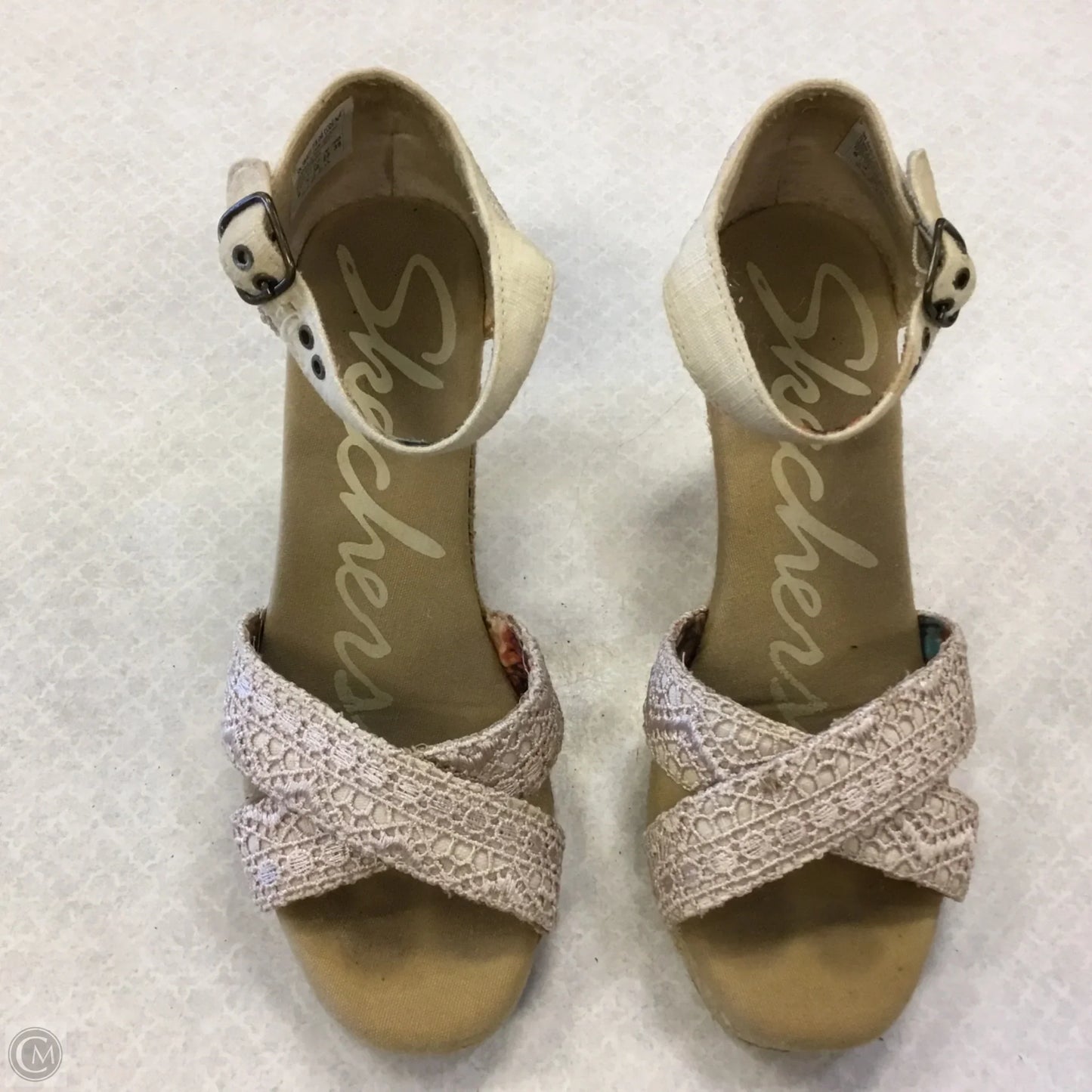 Sandals Heels Wedge By Skechers In Beige, Size: 6