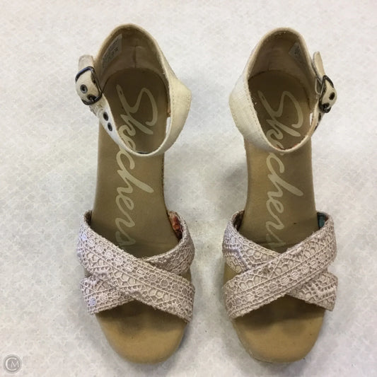 Sandals Heels Wedge By Skechers In Beige, Size: 6