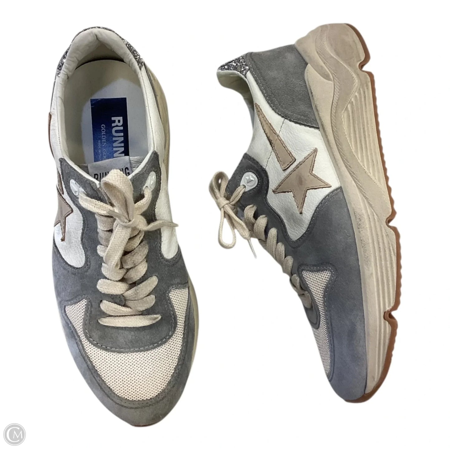 Shoes Luxury Designer By Golden Goose In Cream & Grey, Size: 9.5