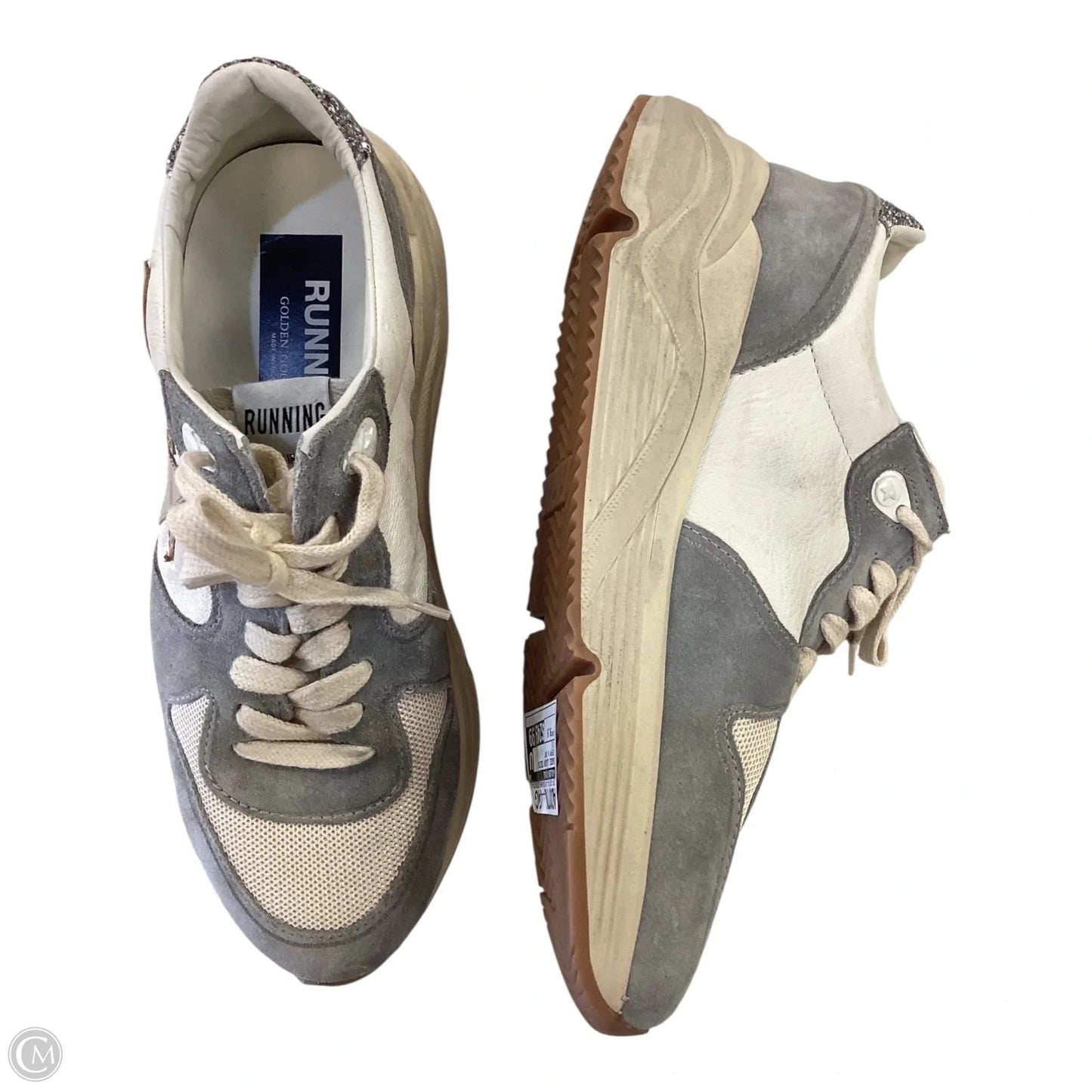 Shoes Luxury Designer By Golden Goose In Cream & Grey, Size: 9.5