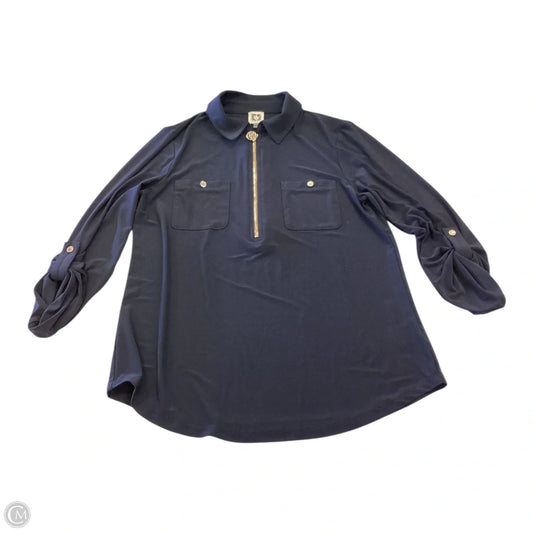 Top Long Sleeve By Anne Klein In Navy, Size: M