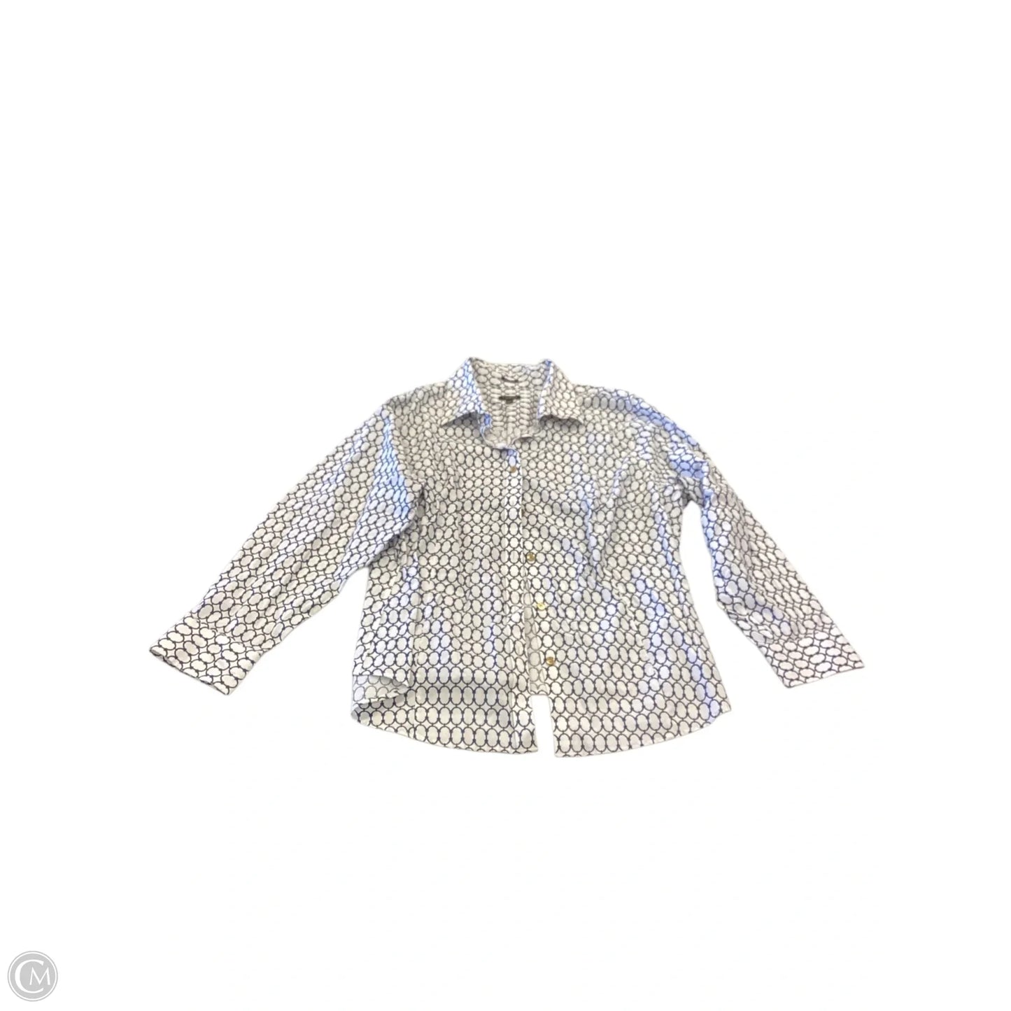 Top Long Sleeve By Talbots In Blue & White, Size: 2x