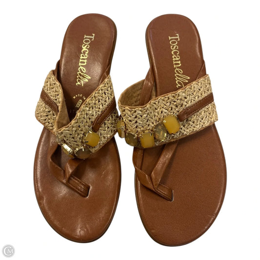Sandals Heels Wedge By Toscanella In Brown, Size: 6.5