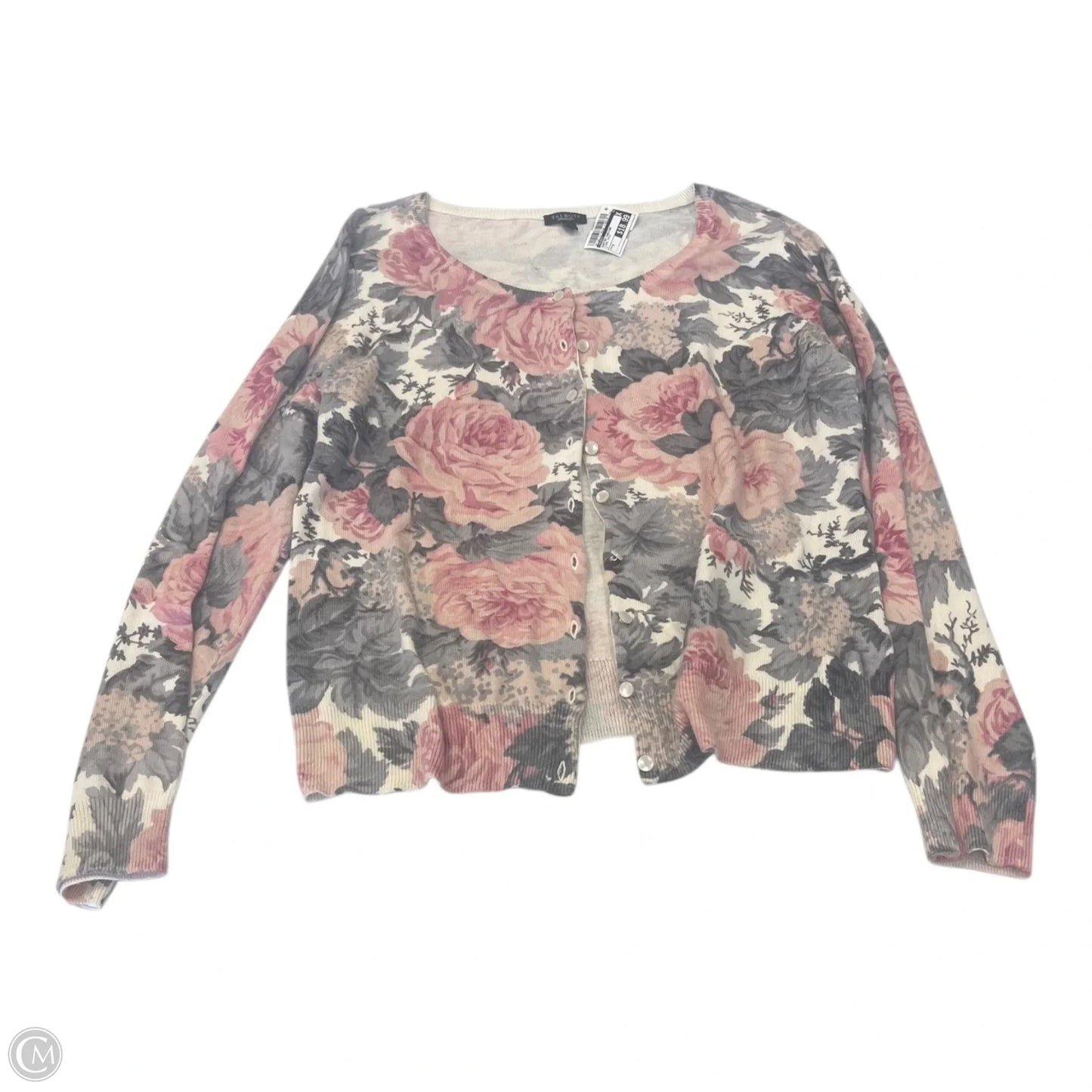 Sweater Cardigan By Talbots In Floral Print, Size: M