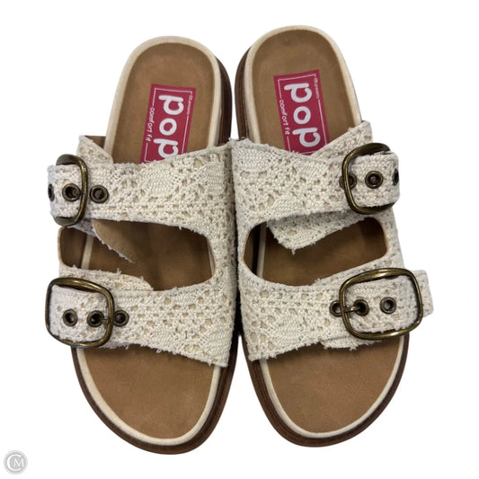 Sandals Flats By Popfit In Brown & Cream, Size: 6