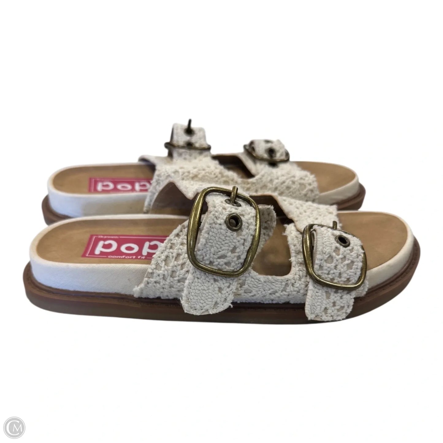 Sandals Flats By Popfit In Brown & Cream, Size: 6