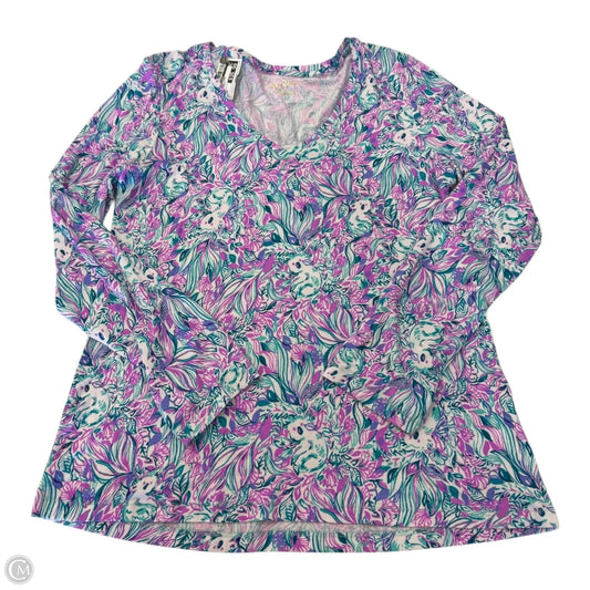 Top Long Sleeve Designer By Lilly Pulitzer In Blue & Purple, Size: M