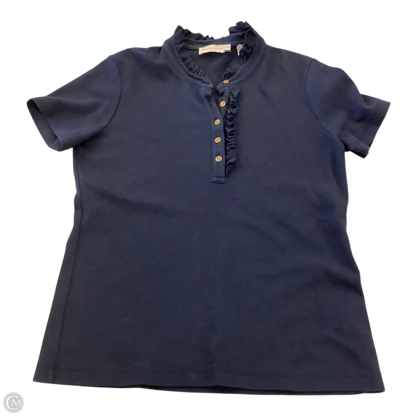 Top Short Sleeve Designer By Tory Burch In Navy, Size: L