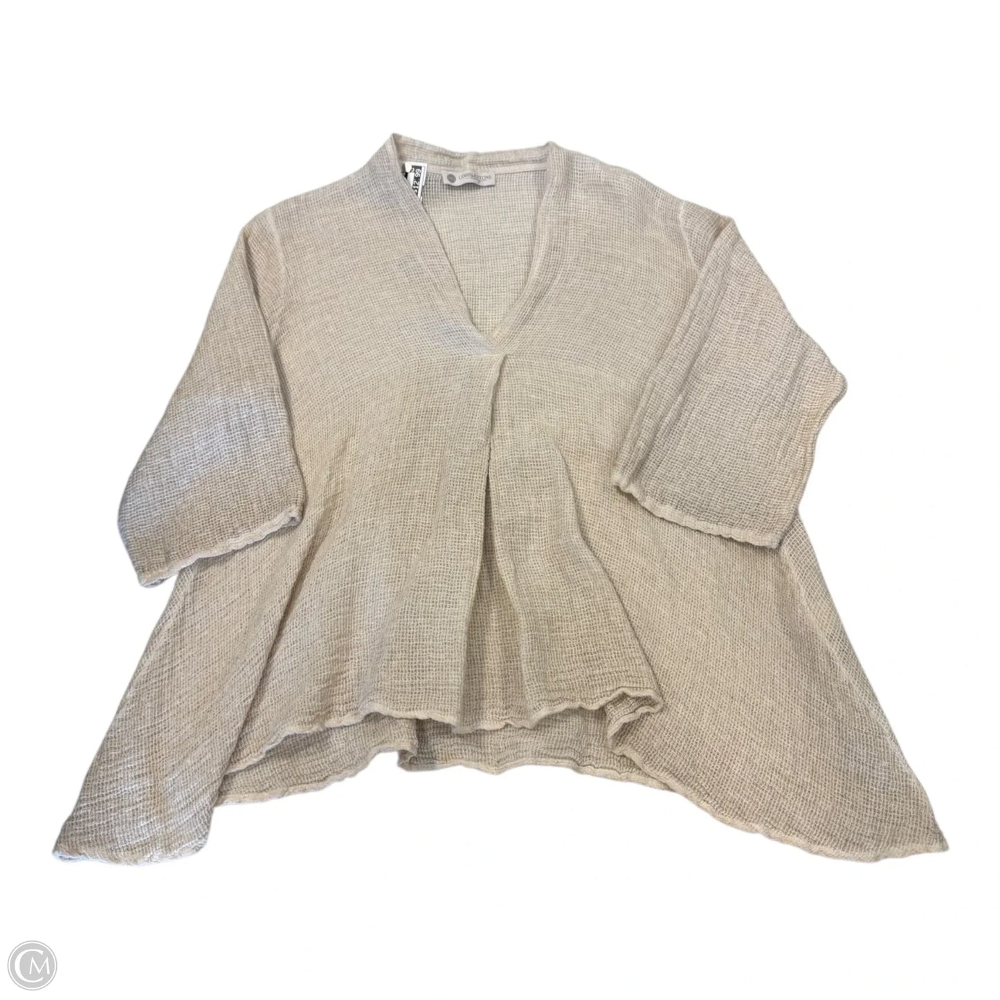 Tunic 3/4 Sleeve By Clothes Mentor In Tan, Size: S