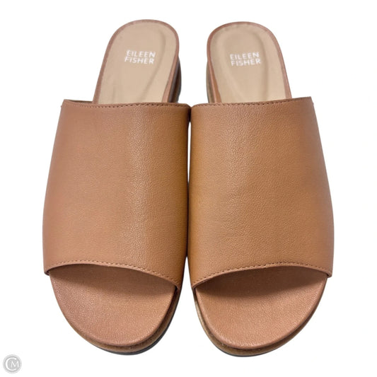 Sandals Heels Platform By Eileen Fisher In Tan, Size: 9.5