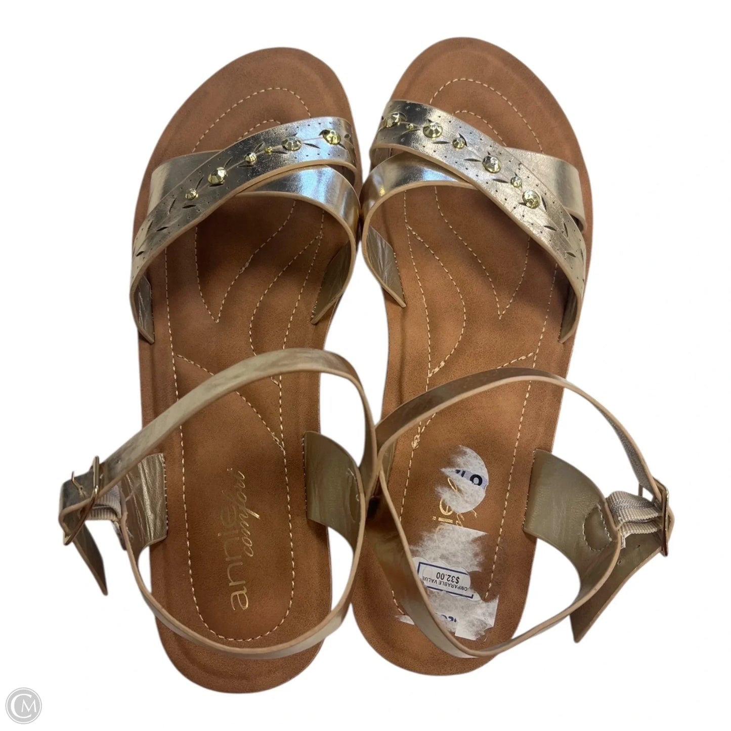 Sandals Heels Wedge By Annie In Gold, Size: 8.5