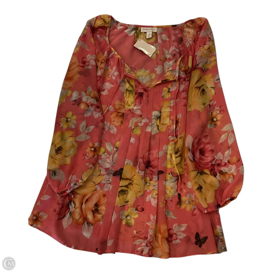 Top 3/4 Sleeve By Charter Club In Floral Print, Size: M