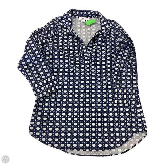 Top Long Sleeve By Vineyard Vines In Blue & Cream, Size: S