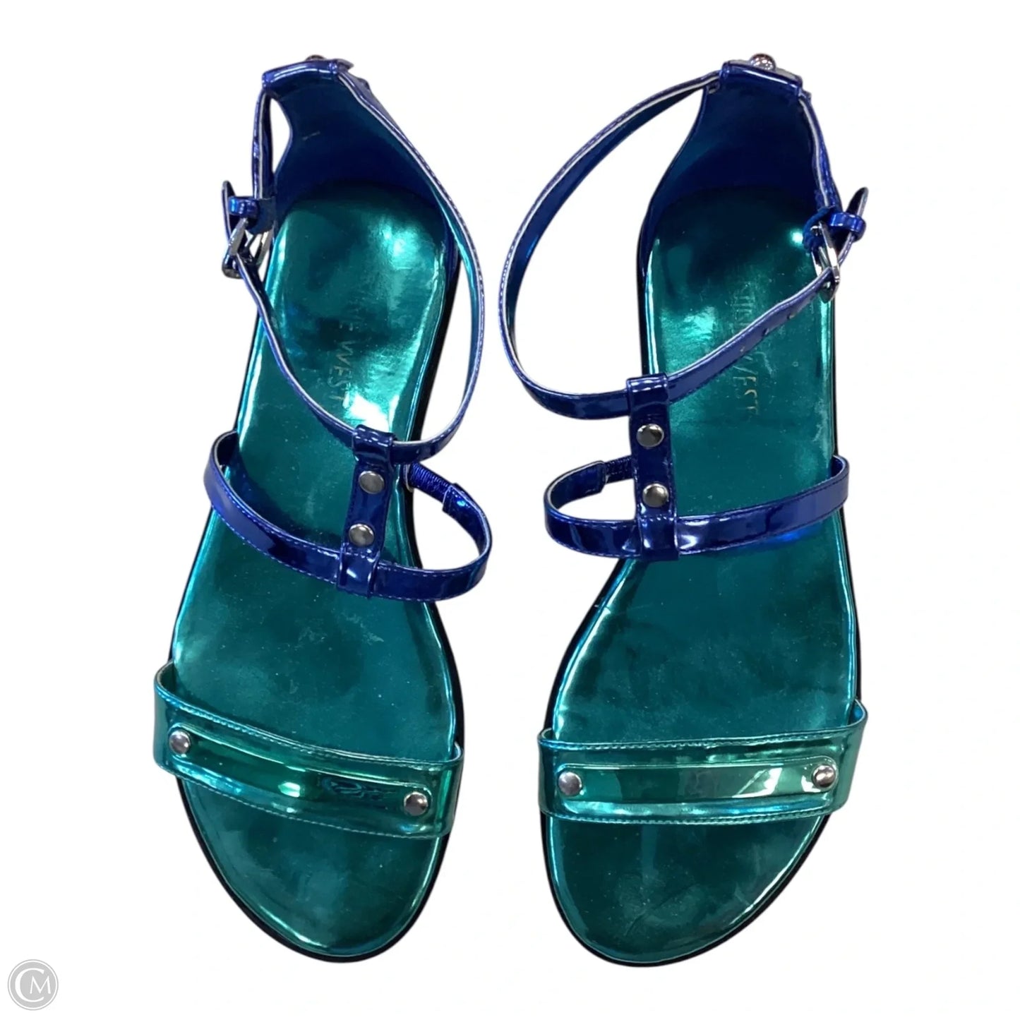 Sandals Flats By Nine West In Blue & Green, Size: 6.5