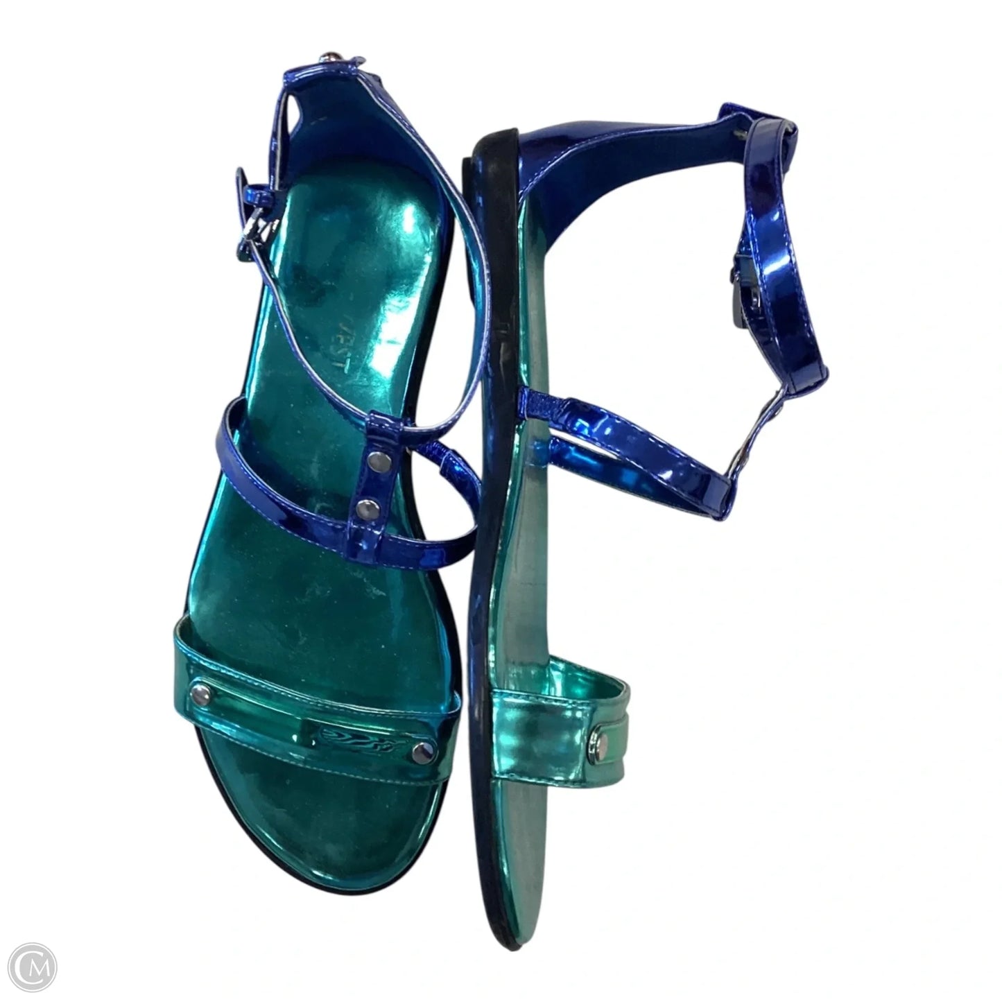 Sandals Flats By Nine West In Blue & Green, Size: 6.5