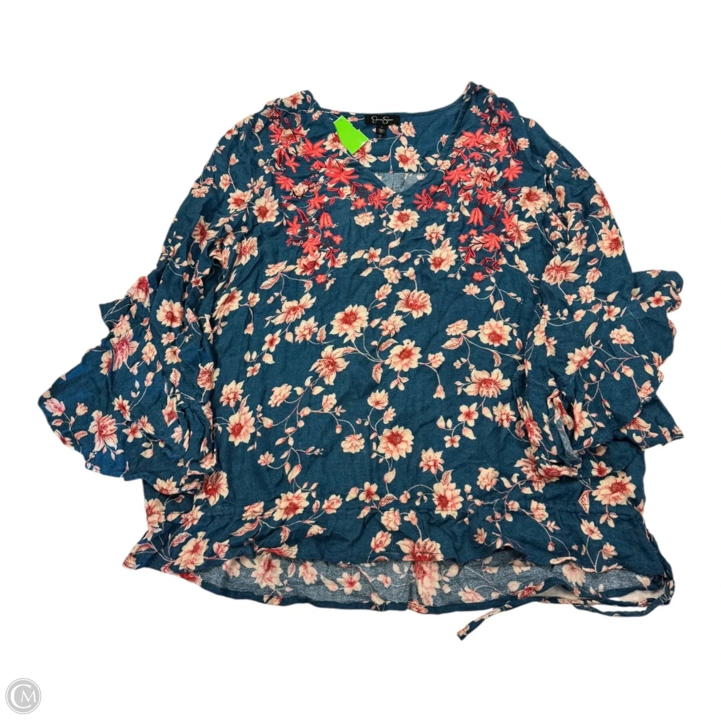 Top 3/4 Sleeve By Jessica Simpson In Floral Print, Size: L
