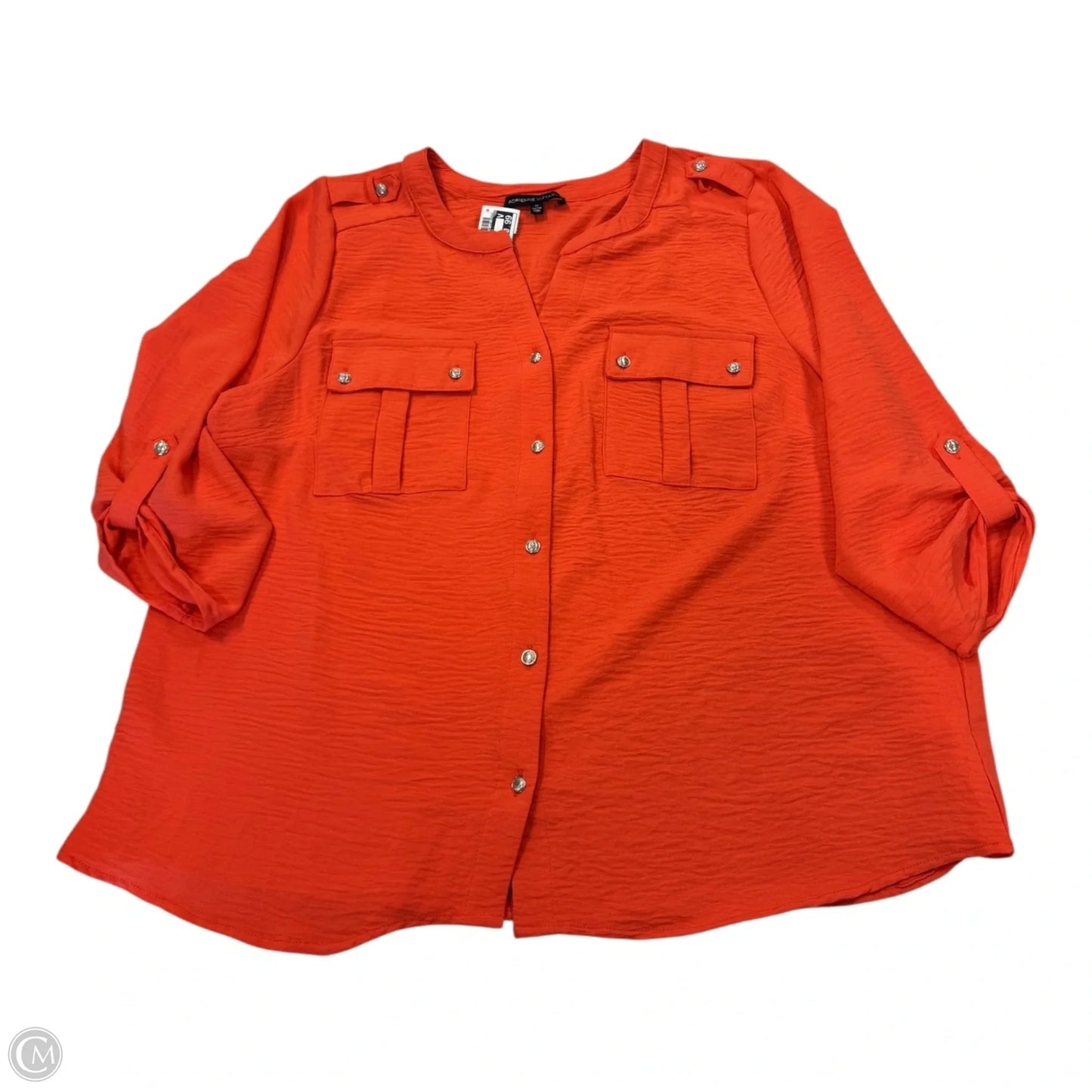 Top 3/4 Sleeve By Adrienne Vittadini In Orange, Size: 1x