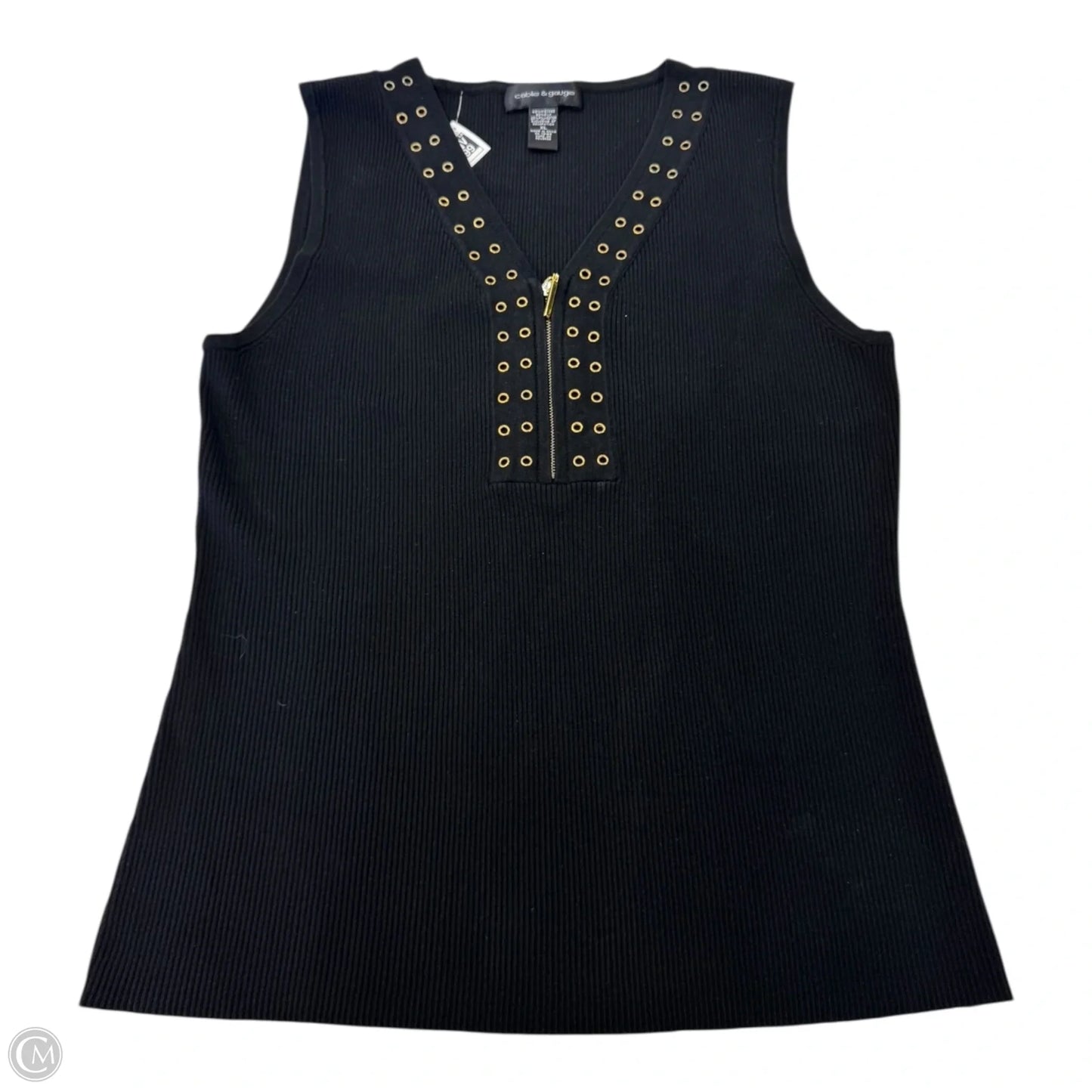 Top Sleeveless By Cable And Gauge In Black & Gold, Size: Xl