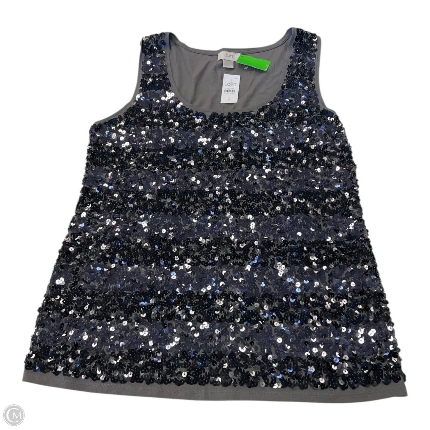 Top Sleeveless By Loft In Silver, Size: L