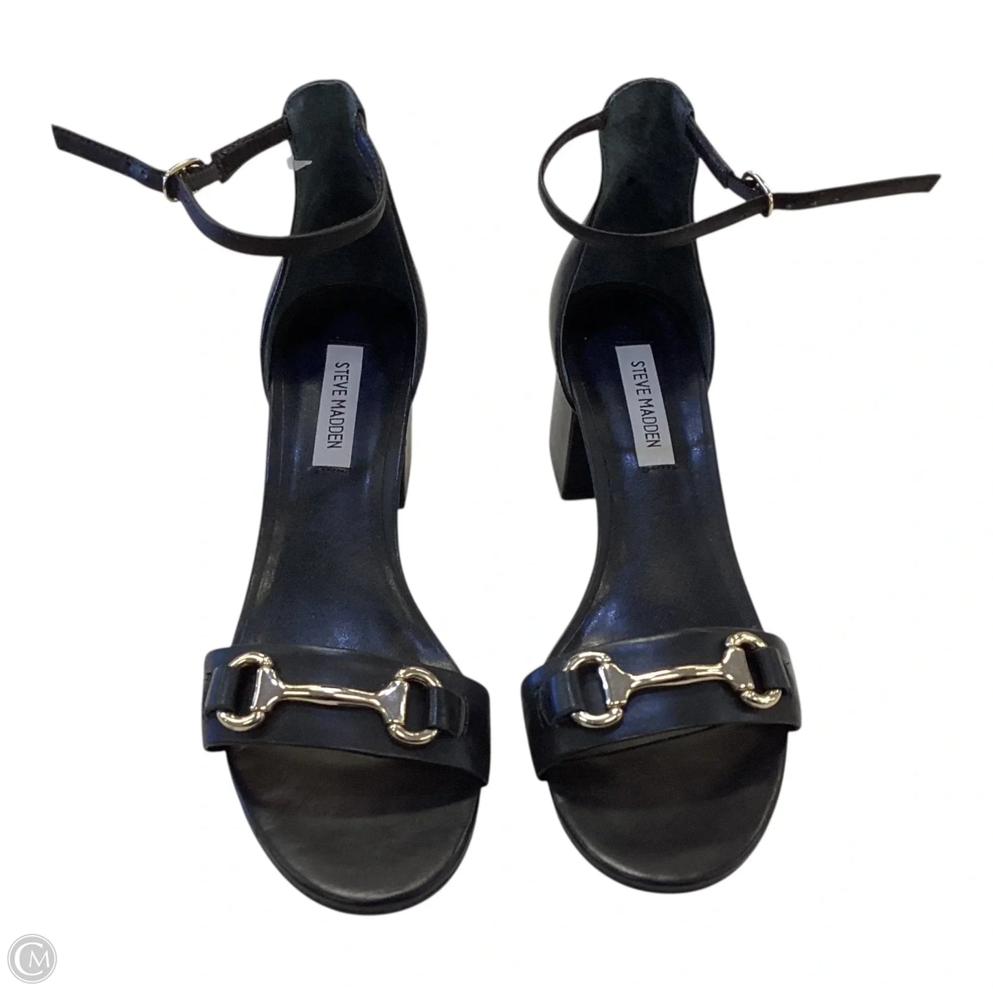 Shoes Heels Block By Steve Madden In Black & Gold, Size: 8.5