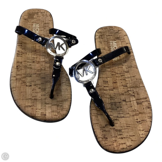 Sandals Flip Flops By Michael By Michael Kors In Black & Silver, Size: 6