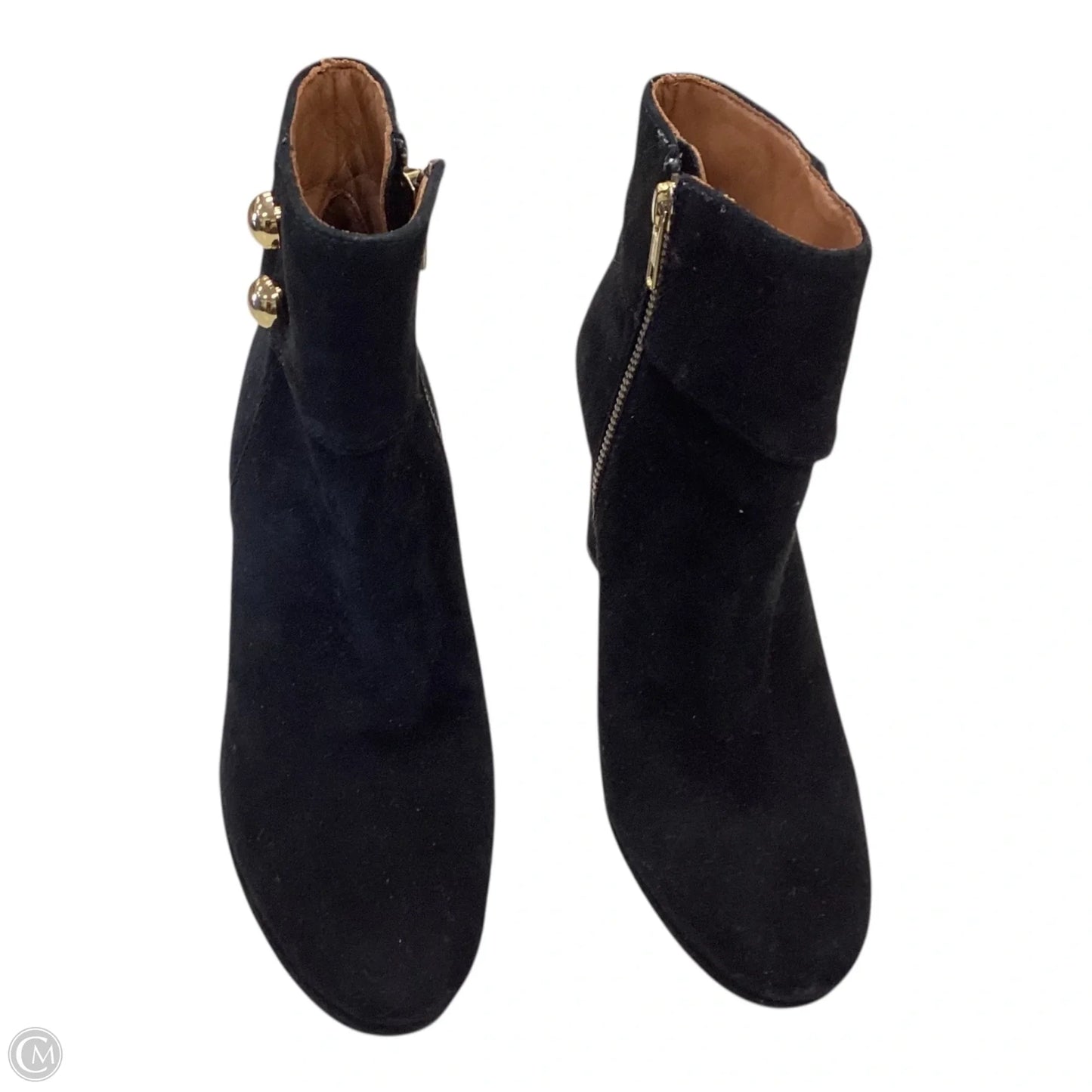 Boots Designer By Kate Spade In Black & Gold, Size: 6.5