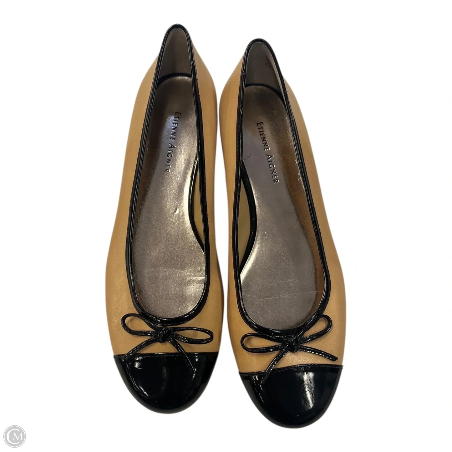 Shoes Flats By Etienne Aigner In Black & Tan, Size: 6.5