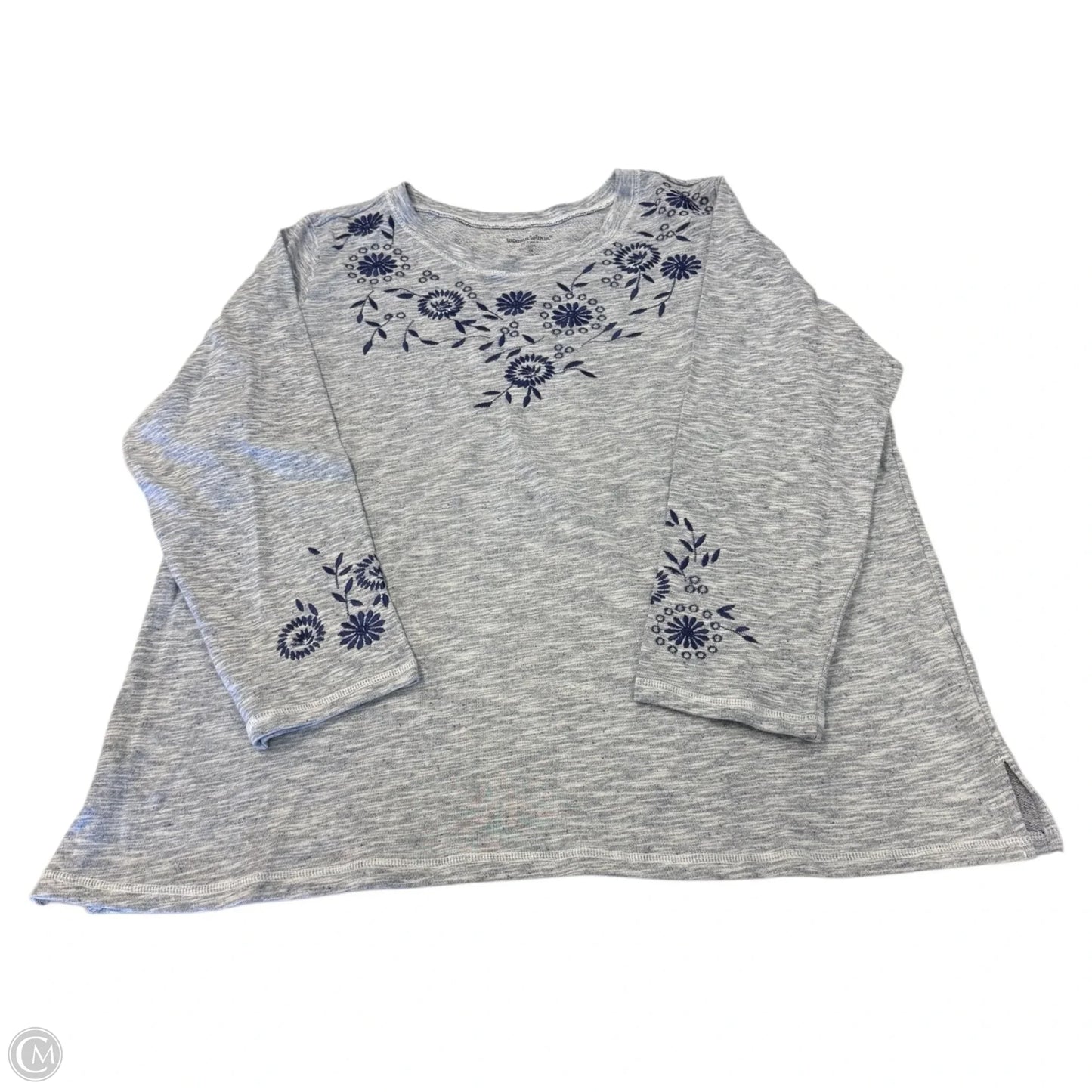 Sweatshirt Crewneck By Woman Within In Blue & Grey, Size: 1x